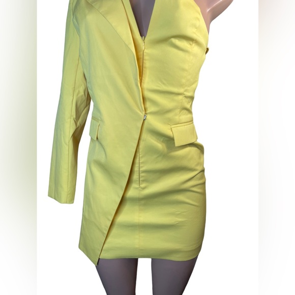 Blazer dress with one shoulder yellow unique piece size small - Picture 13 of 14